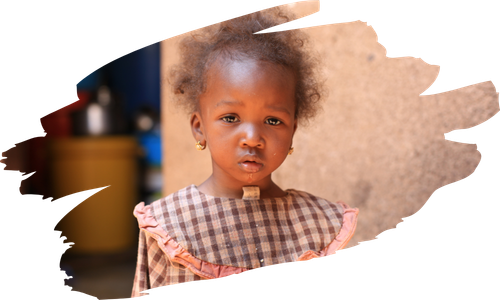 a child stares straight at the camera